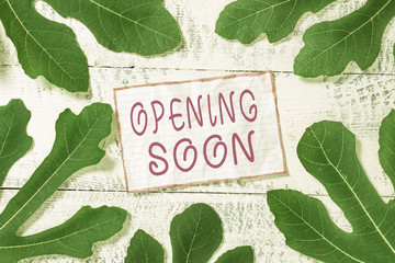 Handwriting text Opening Soon. Conceptual photo Going to be available or accessible in public...