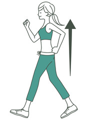 女性-ウォーキング-姿勢-2色