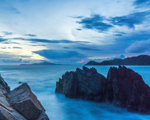 sea and rocks in the Gigi Hiu beach Lampung Indonesia