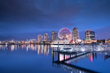 Naklejka premium Vancouver city skyline at night, British Columbia, Canada