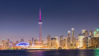 Toronto city skyline at night, Ontario, Canada