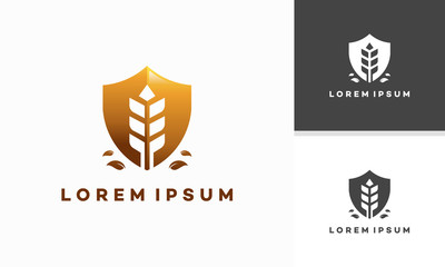 wheat shield logo designs concept vector, logo template symbol
