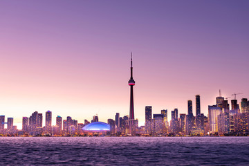 Toronto city skyline at night, Ontario, Canada