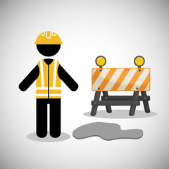 worker under construction place vector illustration