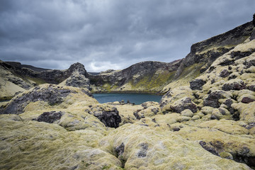 Fototapeta na wymiar Laki craters or Lakagígar is a volcanic fissure in the south of Iceland