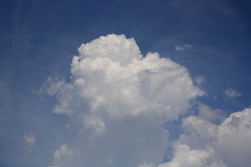 blue sky with puffy white clouds