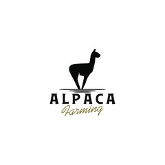 Alpaca silhouette logo design - animal ranch