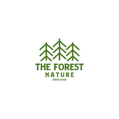 Fototapeta na wymiar Outdoor mountain nature logo - adventure wildlife pine tree forest design