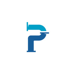 Letter P, Pipe Logo Template For Plumbing Company Identity