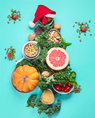 Christmas tree made from healthy food.