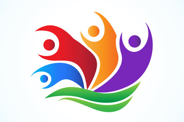 Logo happy unity teamwork vector web image