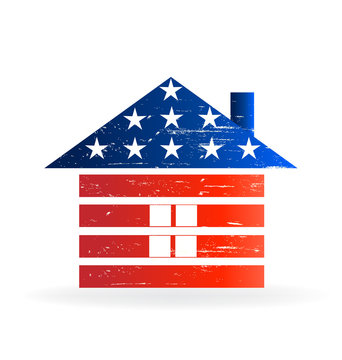Grunge American house USA flag logo vector