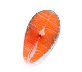 raw salmon piece isolated on white background