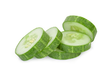 sliced cucumber  isolated on white background