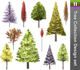 Tree correction design set. 3D Illustration. White background isolate. Nature and Gardens design.