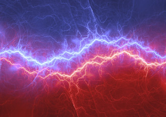 Naklejka premium Fire and ice lightning, abstract electrical background