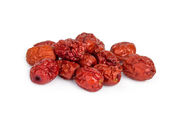 dried chinese red jujube isolated on white background