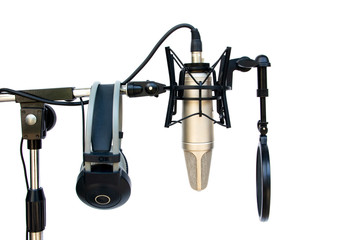 Microphone recording Studio isolated on a white background