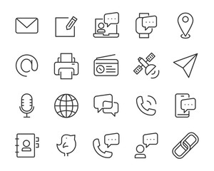 set of contact icons, address, phone, news, mail