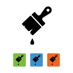 Paint brush with drop of paint isolated on white