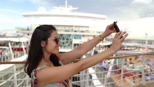 Woman Taking A Selfie On Cruise Ship