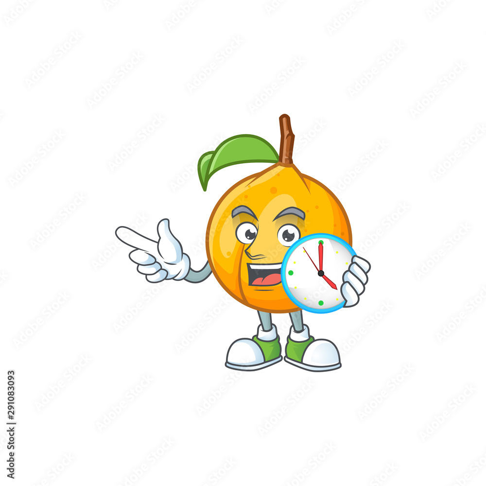 Sticker With clock fresh nutmeg cartoon for recipe food