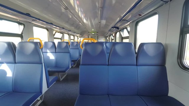empty seats in the train, the train in motion.