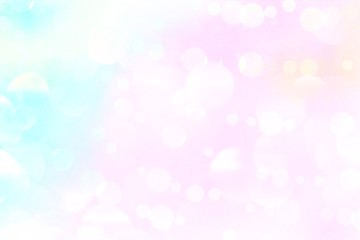Blurred light bokeh on sweet pastel background. Unicorn concept. Wonderful image. Copy space. Can be use decorate for any card, print, paper, wrapping, fabric.