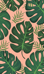 seamless pattern with green leaves