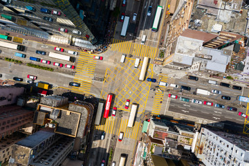  Top view of Hong Kong traffic road