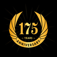 175 years anniversary celebration logotype. Elegant anniversary design. One hundred and seventy-five years logo.