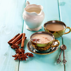 Masala tea in ceramic cup