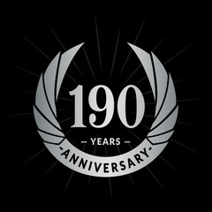 190 years anniversary celebration logotype. Elegant anniversary design. One hundred and ninety years logo.