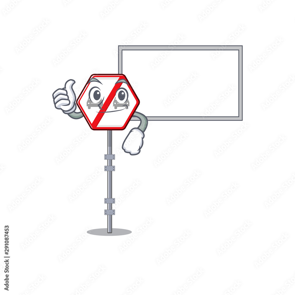 Poster thumbs up with board no overtaking isolated with the character