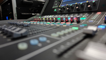 sound mixing console . closeup