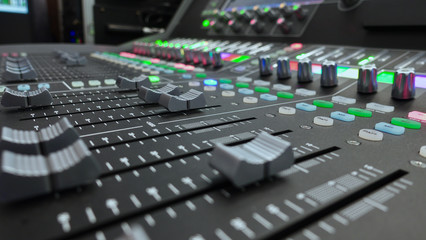 sound mixing console . closeup