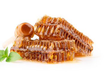 delicious honeycomb on white background