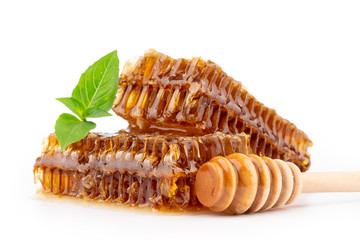 delicious honeycomb on white background