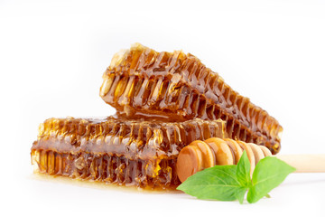 delicious honeycomb on white background