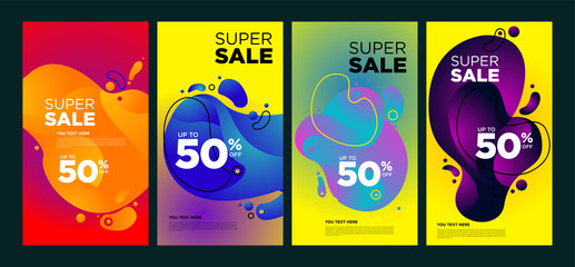 Vector Modern Fluid For Big Sale Banners Design. Discount Banner Promotion Template. Special offer and sale banner discount up to 50% template design with editable text