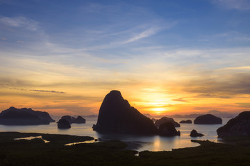 Sunrise time at Samed Nang Chee mountain view point in Phang Nga Province