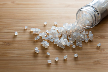 Obraz na płótnie Canvas Biodegradable plastic pellets made from starch