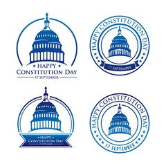 USA constitution day emblems set. 17 september.