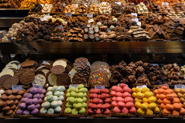 fruit, nuts and candies in market
