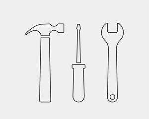 Tools vector wrench icon. Spanner logo design element. Key tool isolated on white background.