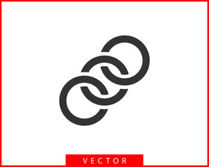 Chain link vector icon. Chainlet element flat design. Concept connection symbol isolated on white background.