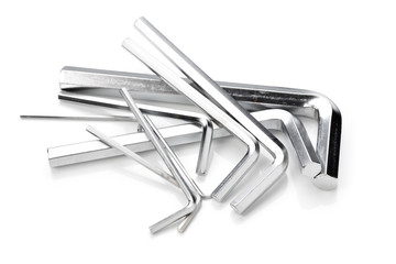 hex wrench set on white background