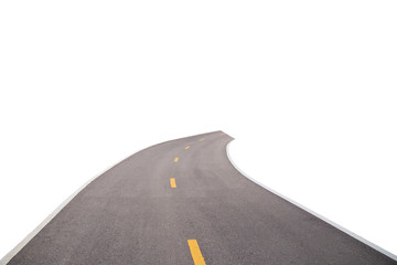 Dicut of the highway road isolate. Asphalt road on white background.