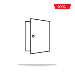 Door vector icon Outline isolated on white background.