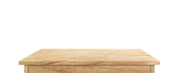 Empty wood table top isolated on white background. For display or montage your products. not 3d render